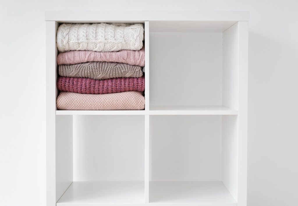 Close-up of inviting fabric texture, small clothing storage unit