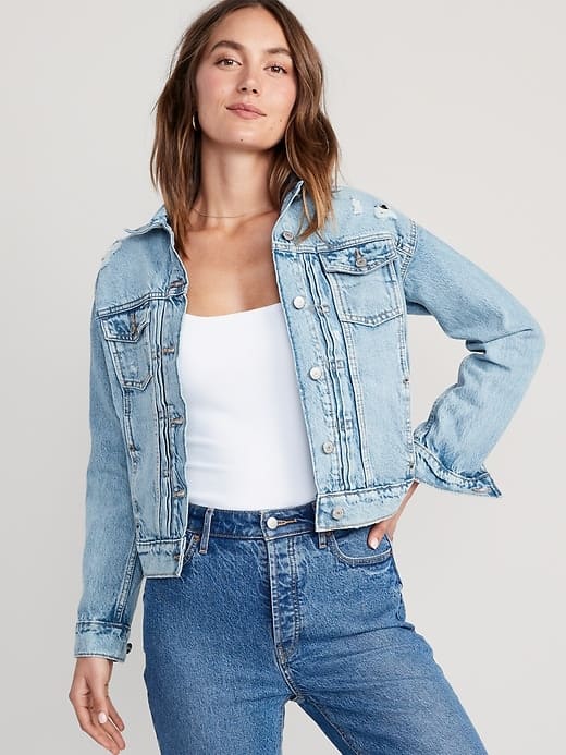 Trendy Distressed Classic Jean Jacket for Women