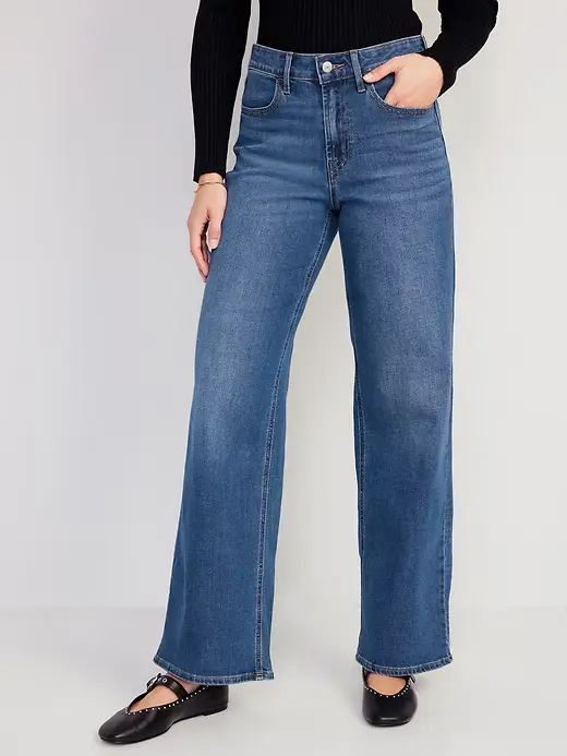 minimalist wardrobe essentials for women -High-Waisted Wow Wide-Leg denim Jeans
