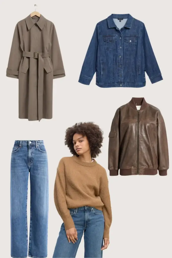 collage of womens fall capsule wardrobe must-haves