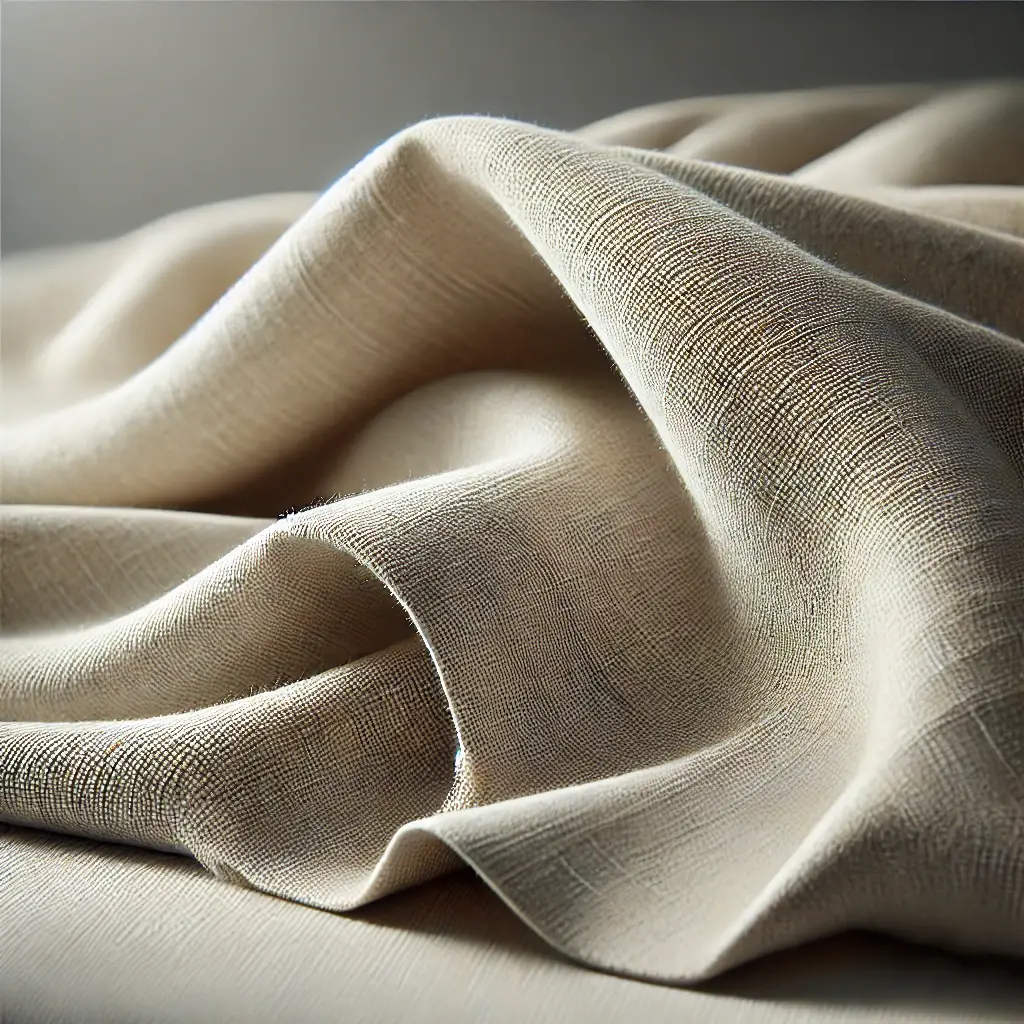 A realistic depiction of linen fabric, showcasing its natural texture and weave.