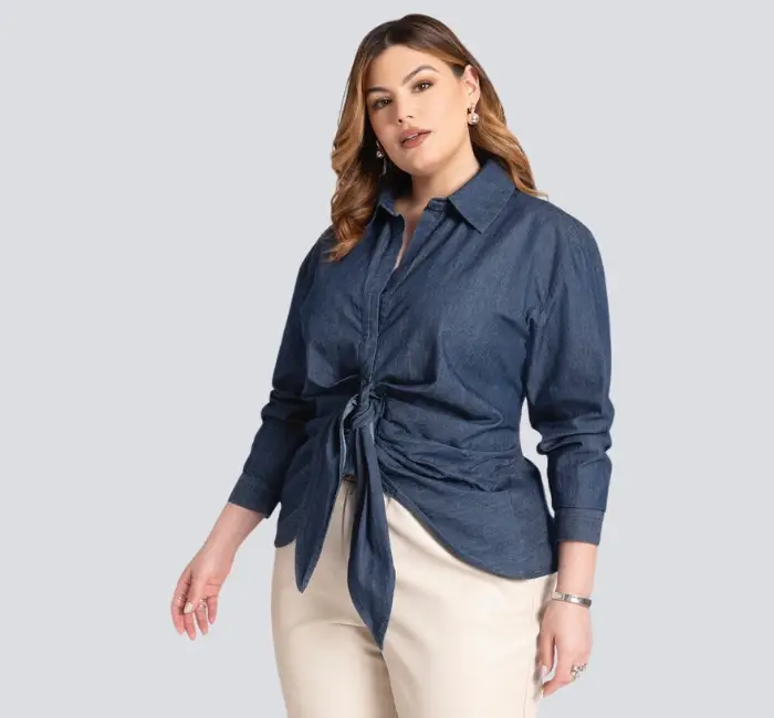 Tie Front Collared Blouse