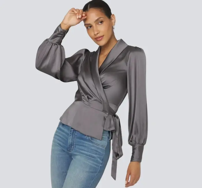 Satin Wrap Blouse