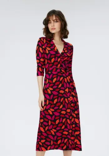 Abigail Silk Jersey Midi Wrap Dress