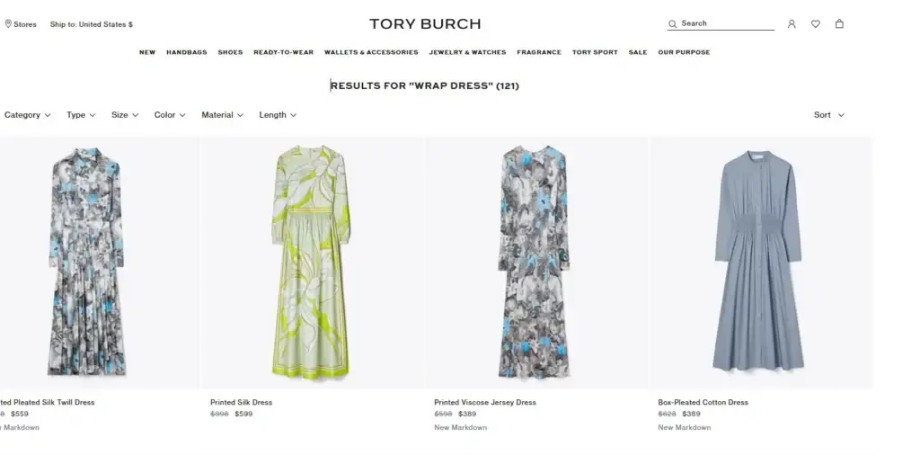 tory burch front online store