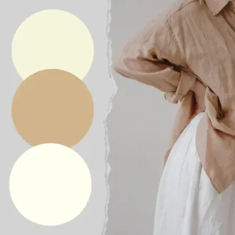 Featured image for the article 'How to Find Your Neutral Undertone Skin,' showcasing three neutral tones in circles (ivory, light beige, and soft tan) next to a woman dressed in earth-toned clothing, highlighting the versatility of neutral undertone skin in fashion and style.