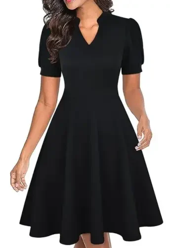 Semi-Formal Fit and Flare Church Wedding Guest Work Dresses