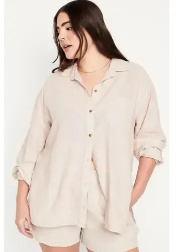 Old Navy Relaxed Tie-Front Linen-Blend Shirt