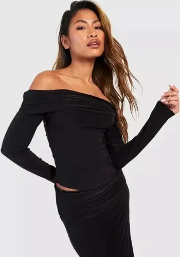 Ruched Draped Off The Shoulder Top