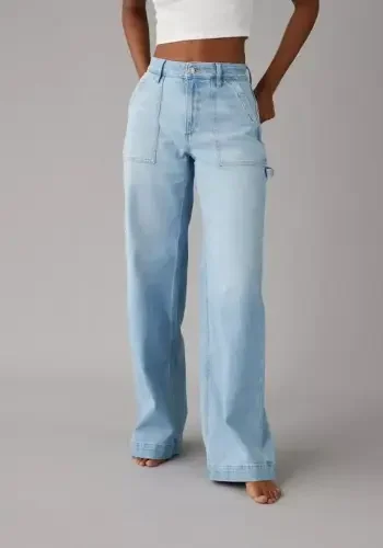 AE Dreamy Drape Stretch Super High-Waisted Baggy Wide-Leg Jean