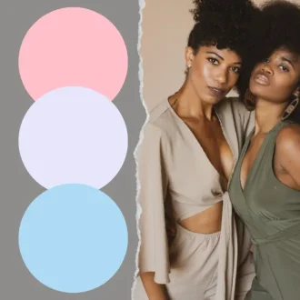 Featured image for the article 'How to Find Cool Undertone Skin,' showcasing three circles with cool undertone colors (cool pink, lavender, icy blue) alongside a torn photo of two women with cool undertone skin, emphasizing diverse skin tones and stylish elements.