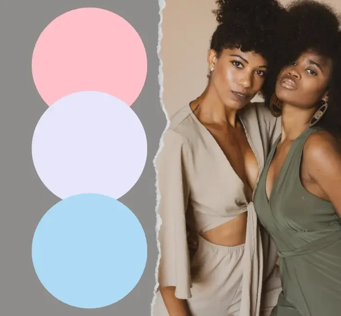 Featured image for the article 'How to Find Cool Undertone Skin,' showcasing three circles with cool undertone colors (cool pink, lavender, icy blue) alongside a torn photo of two women with cool undertone skin, emphasizing diverse skin tones and stylish elements.