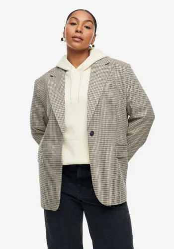 Brown/houndstooth-patterned blazer