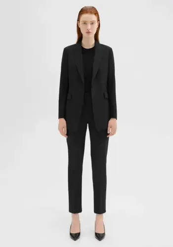 womens black pants-Theory Treeca Pant in Good Wool