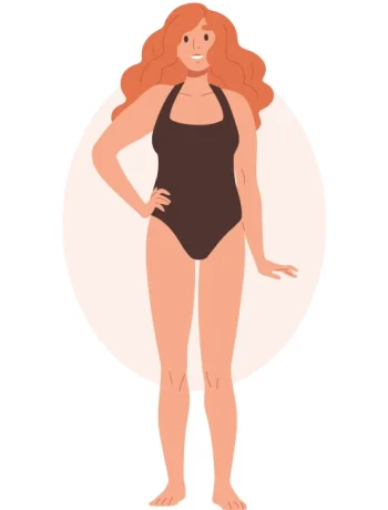 Illustration of a woman with a round body type encircled to highlight her form, symbolizing the guide on how to dress for round body type.