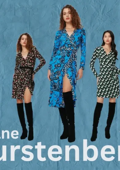 Diane von Furstenberg plus-size wrap dresses showcased in a stylish Instagram post, highlighting timeless elegance and inclusive fashion.