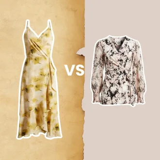 Wrapper Dress vs. Wrap Blouse side by side