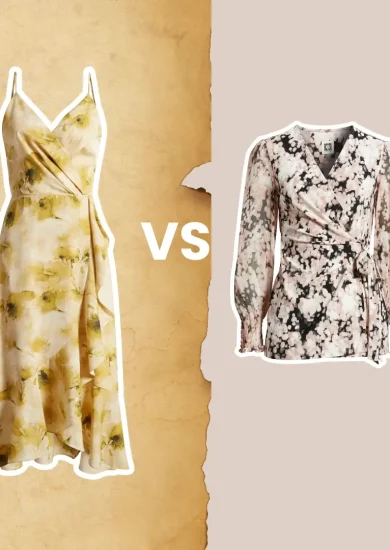 Wrapper Dress vs. Wrap Blouse side by side