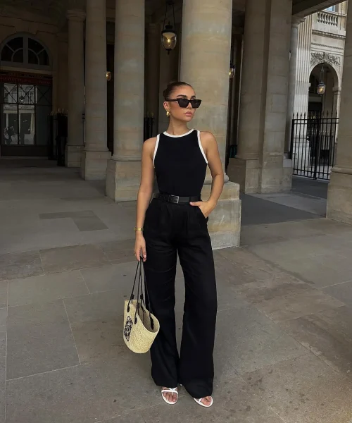 black pants outfit-Summer Fresh