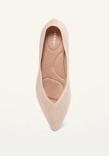 Textured-Knit Pointy-Toe Ballet Flats for Women