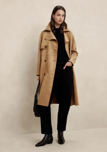 Vegan Suede Trench Coat